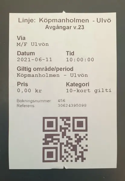 Biljett med QR-kod